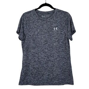 Under‎ Armour UA Tech Twist Large Black Gray Short Sleeve Loose Workout Top L